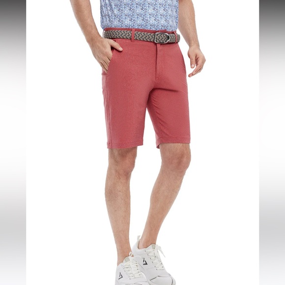 10” Inseam Striped Golf Shorts in Nantucket Red - Picture 5 of 9